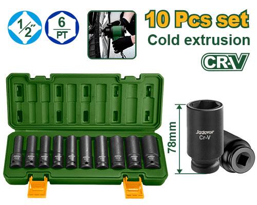 10 Pcs 1/2" jeu de douilles a choc profonde 